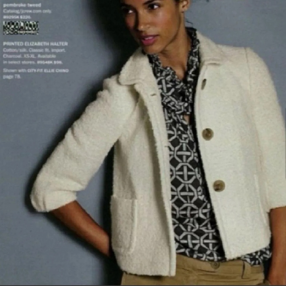 J. Crew Italian boucle tweed Mandy jacket, ivory size 6